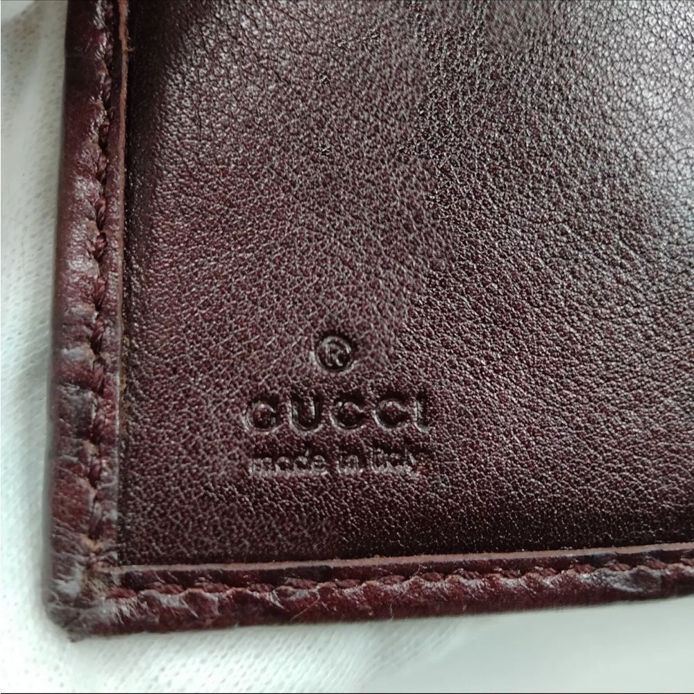 Gucci Burgundy Bifold Wallet Guccissima Lovely Heart French Flap Compact Wallet - Picture 5 of 8